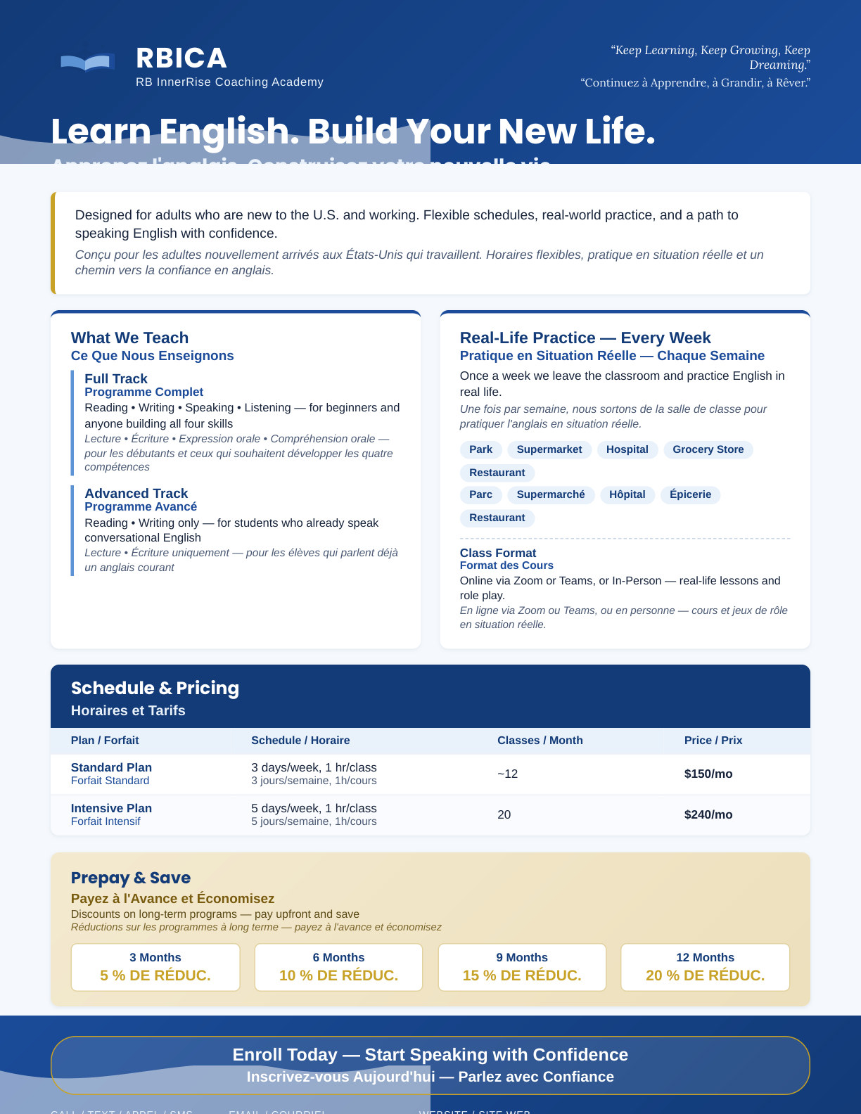 RBICA ESL Program Flyer